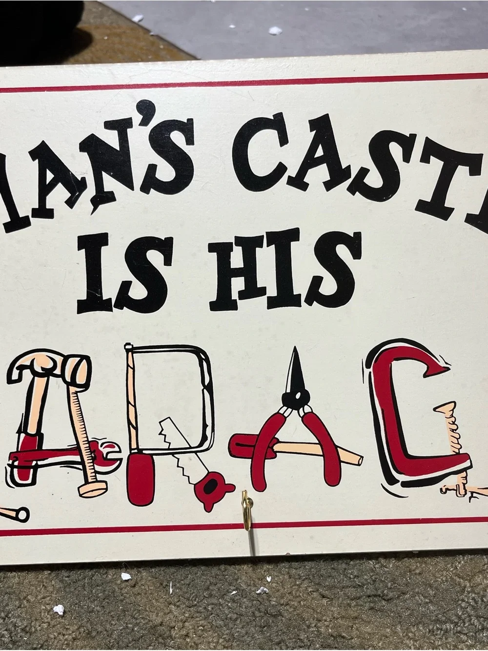 Vintage-Inspired White and Red Wall Sign - Home Wall Decor